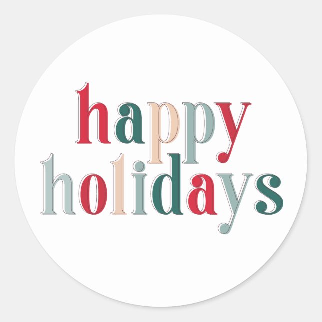 Feierliche Happy Holidays Typografie Rotes Design Runder Aufkleber (Vorderseite)