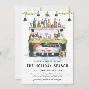 Feierliche Happy Hour Weihnachts-Cocktailparty Einladung