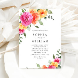 Feierliche, hellrosa Blume Orange Hochzeiten Einladung