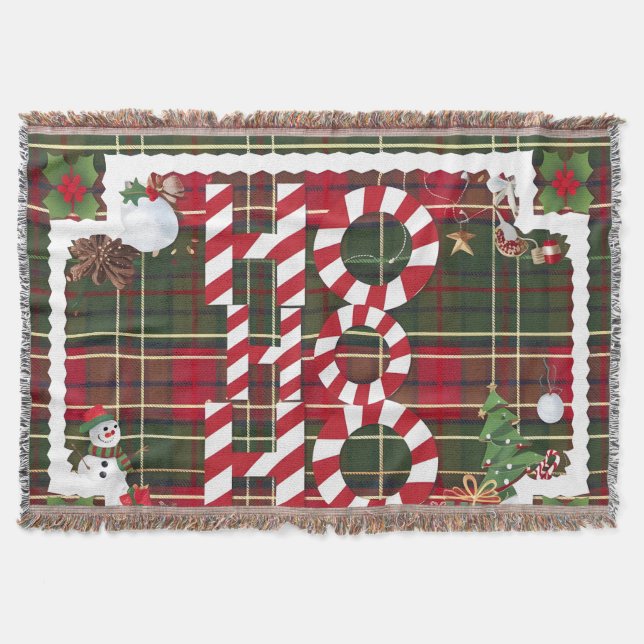 Feierliche "HO HO HO" Weihnachtsfeier Fleece & She Decke (Vorderseite)