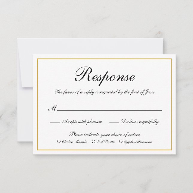 Feierliche Hochzeit an der kalligraphischen Goldgr RSVP Karte (Vorderseite)
