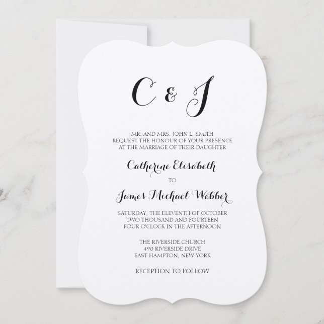 Feierliche Hochzeit Einladung von Bride-Eltern (Vorderseite)