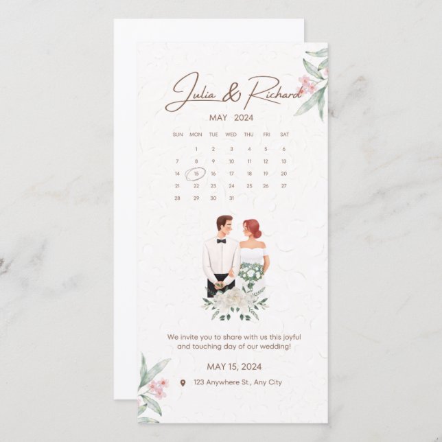 Feierliche Hochzeit in Beige und Grüner Flora (Vorne/Hinten)