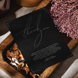 Feierliche Hochzeit in Schwarz und Weiß Dankeskarte