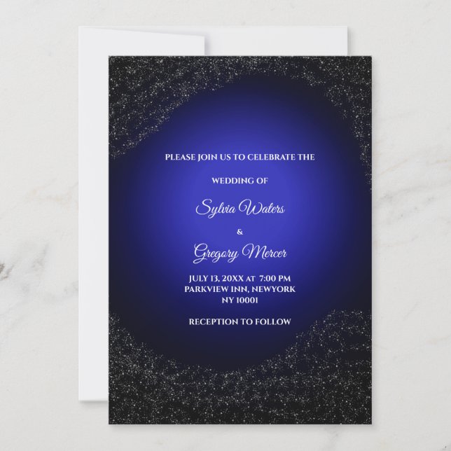 Feierliche Hochzeit Vollmond & Sterne Mitternacht  Einladung (Vorderseite)