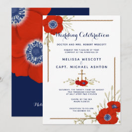 Feierliche Hochzeit von Red White & Blue Anemone Einladung