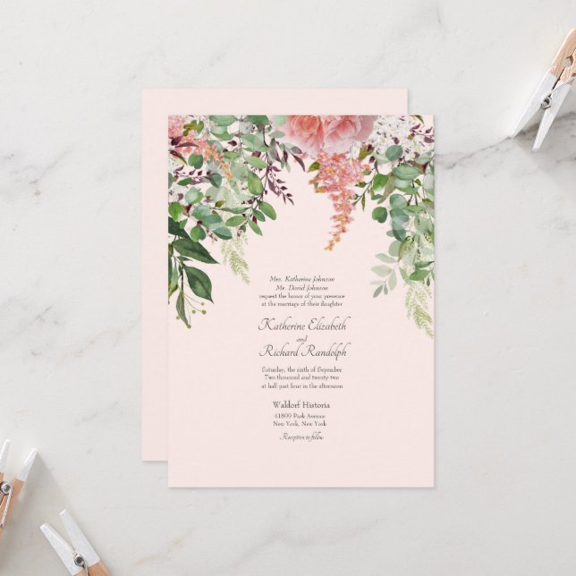 Feierliche Hochzeiten von Sets verschweigen einen  Einladung (Vorderseite/Rückseite Beispiel)