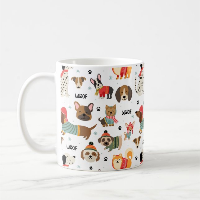 Feierliche Hunde im Urlaubsmuster Sweaters Kaffeetasse (Links)