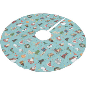 Feierliche Hunde in Weihnachten Sweaters Pattern Polyester Weihnachtsbaumdecke