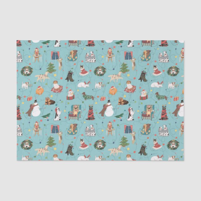 Feierliche Hunde in Weihnachten Sweaters Pattern Seidenpapier (Vorderseite)