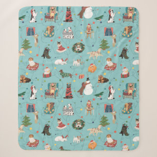 Feierliche Hunde in Weihnachten Sweaters Pattern Sherpadecke