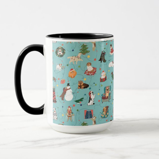 Feierliche Hunde in Weihnachten Sweaters Pattern Tasse (Links)