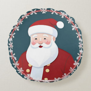 Feierliche Illustration mit dem Weihnachtsmann Rundes Kissen