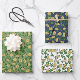 Feierliche Irish Green Navy Lucky You Kleeblatts C Geschenkpapier Set