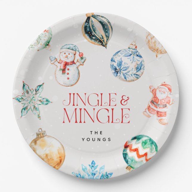 Feierliche Jingle & Mingle Weihnachten Pappteller (Vorderseite)