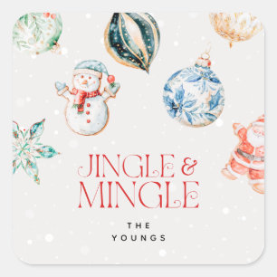 Feierliche Jingle & Mingle Weihnachten Quadratischer Aufkleber