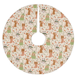 Feierliche Katze Hund Weihnachtslicht gelb Polyester Weihnachtsbaumdecke