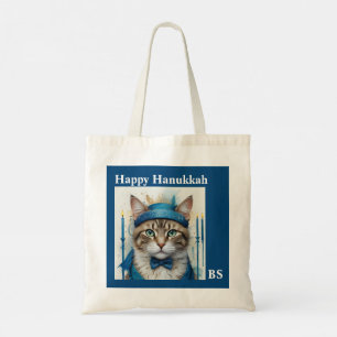 Feierliche Katze in spielerischer hanukkah-Verklei Tragetasche