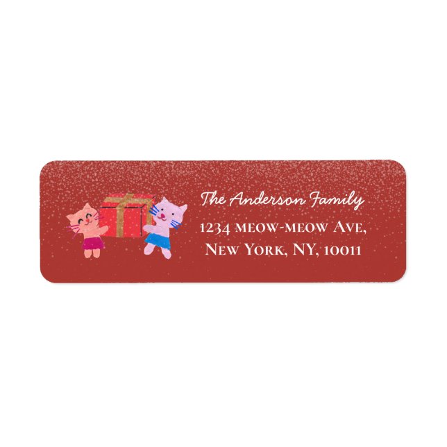 Feierliche Katzen Schnee fällt rote Weihnachtsfeie (Vorne)