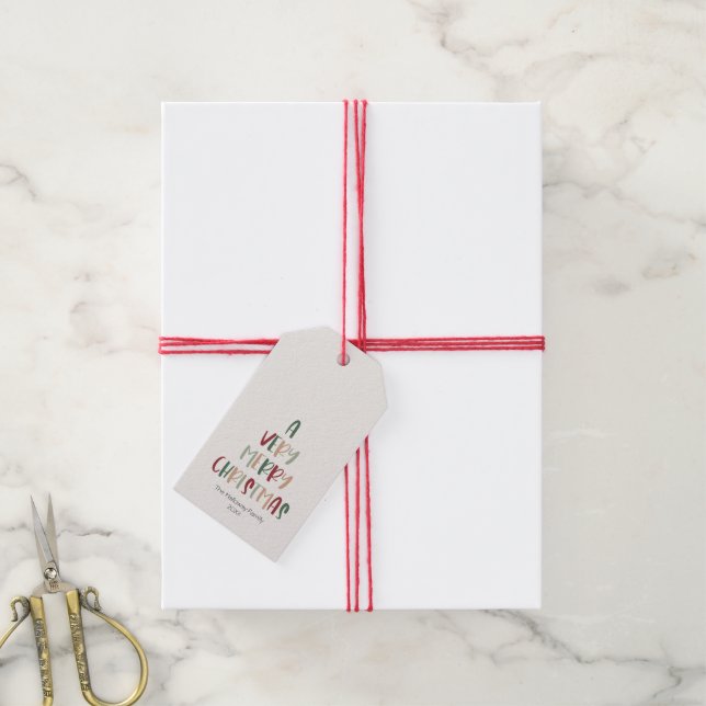 Feierliche Lässige Farben ein sehr frohe Weihnacht Geschenkanhänger (Mit Garn)