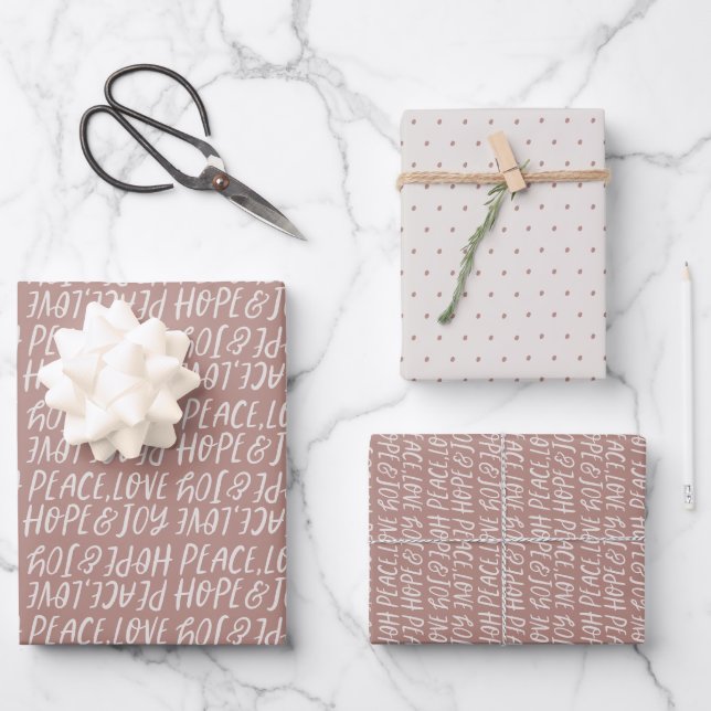 Feierliche Liebe hoffen Freude Art pink Weihnachte Geschenkpapier Set (Vorderseite)