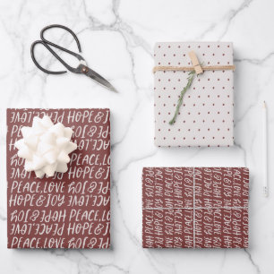 Feierliche Liebe Hoffnung Freude typisch Weihnacht Geschenkpapier Set