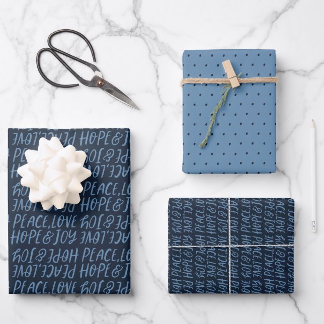 Feierliche Liebe Hoffnung Freude Weihnachten Geschenkpapier Set (Vorderseite)