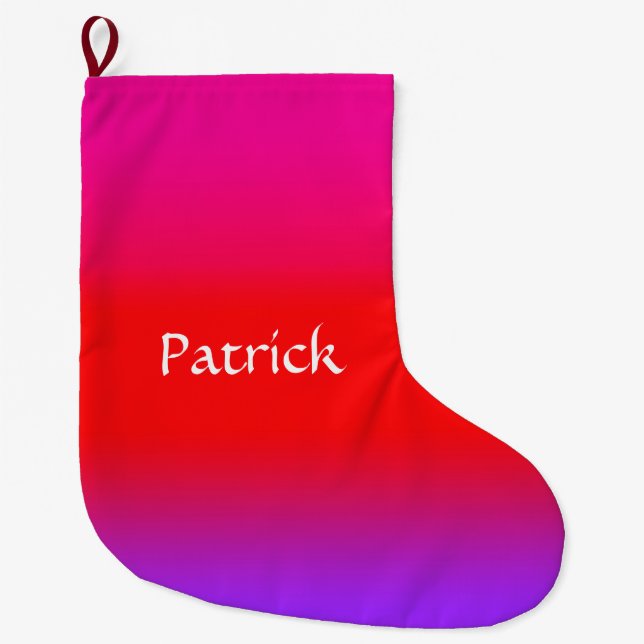 Feierliche Magenta Red Lila Ombre Großer Weihnachtsstrumpf (Vorderseite)