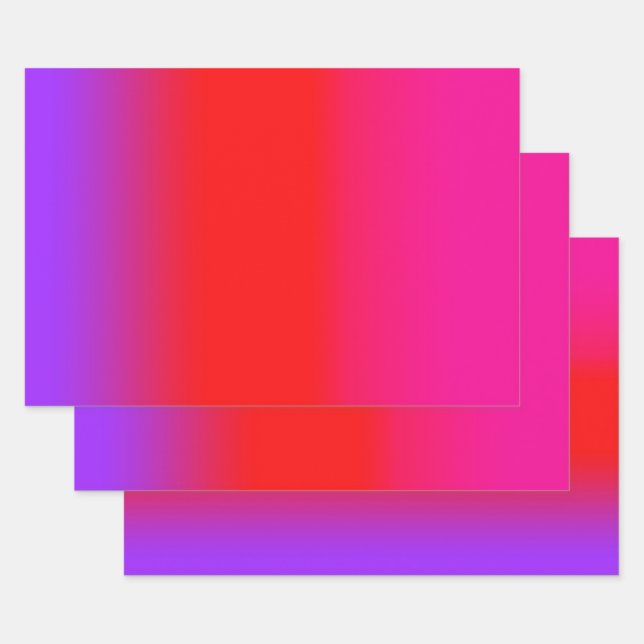 Feierliche Magenta Rot Lila Ombre Gradient Muster Geschenkpapier Set (Set)