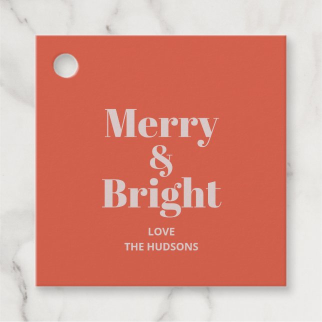 Feierliche Merry & Bright Weihnachten Geschenkanhänger (Vorderseite)