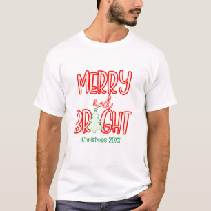 Feierliche Merry und helle Weihnachtsbaum Rot Grün T-Shirt