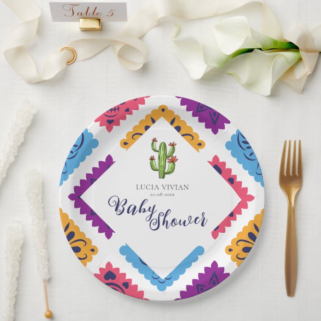 Feierliche mexikanische Papierfan-Kaktus Kinderdus Pappteller (Hochzeit)
