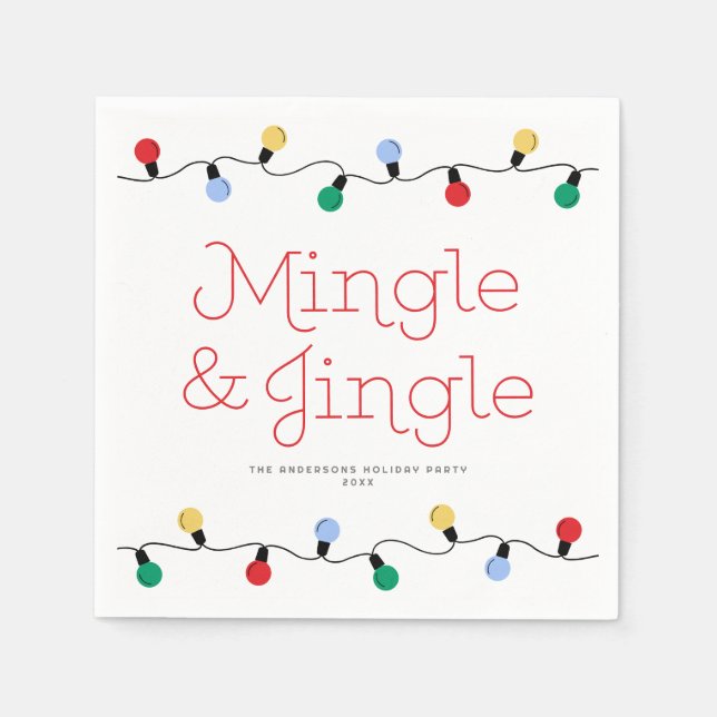 Feierliche Mingle & Jingle farbenfrohe Weihnachtsl Serviette (Vorderseite)