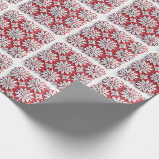 Feierliche Muster der roten und weißen Schneeflock Geschenkpapier