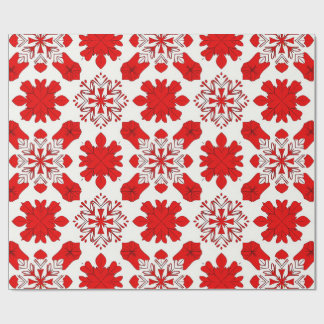 Feierliche Muster der roten und weißen Schneeflock Geschenkpapier
