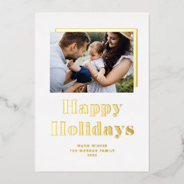Feierliche mutige Typografie Foto Happy Holidays Folien Feiertagskarte