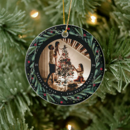 Feierliche Neujahrsfeier Blätter Berries Pic Keramik Ornament