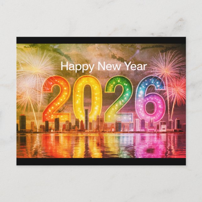 Feierliche Neujahrskarte Feiertagspostkarte (Vorderseite)