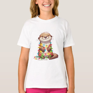 Feierliche Niedliche Weihnachten Otter in Lights u T-Shirt