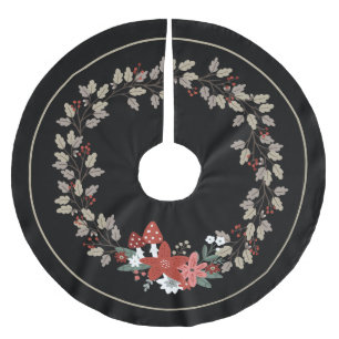 Feierliche Oakenleder und Pilzkraut Weihnachten Polyester Weihnachtsbaumdecke