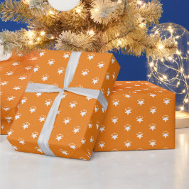 Feierliche Orangenweiße Schneeflocken Schneesterne Geschenkpapier