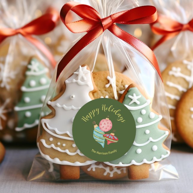 Feierliche Ornamente Farbenfrohe Weihnachtskugel Runder Aufkleber (Von Creator hochgeladen)