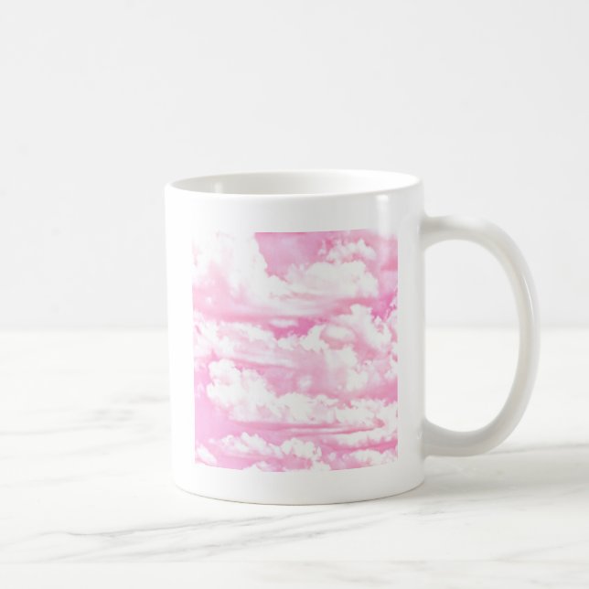 Feierliche Pastel Pink glückliche Wolken Kaffeetasse (Rechts)
