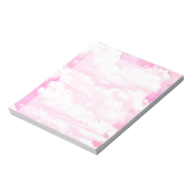 Feierliche Pastel Pink glückliche Wolken Notizblock (Rotiert)