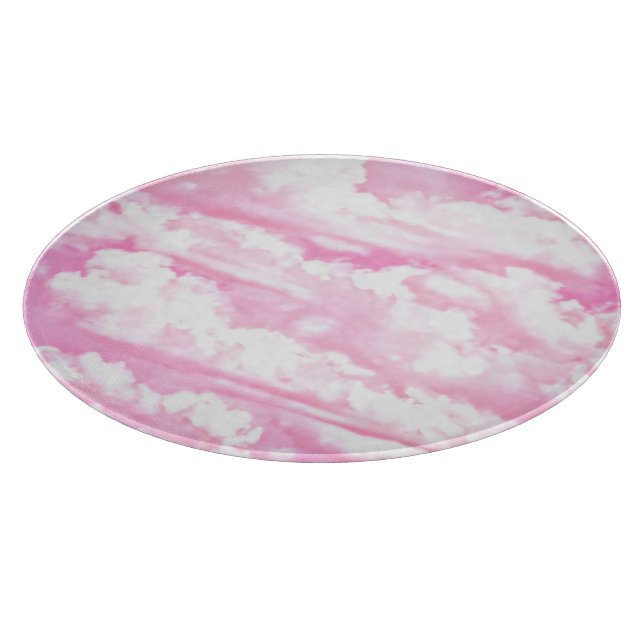 Feierliche Pastel Pink glückliche Wolken Schneidebrett (Ecke)