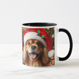 Feierliche Pfauen/Hunde in Weihnachtsmannmütze/Kaf Tasse