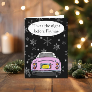 Feierliche Pink Figaro Autokarte Weihnachtskarte Feiertagskarte
