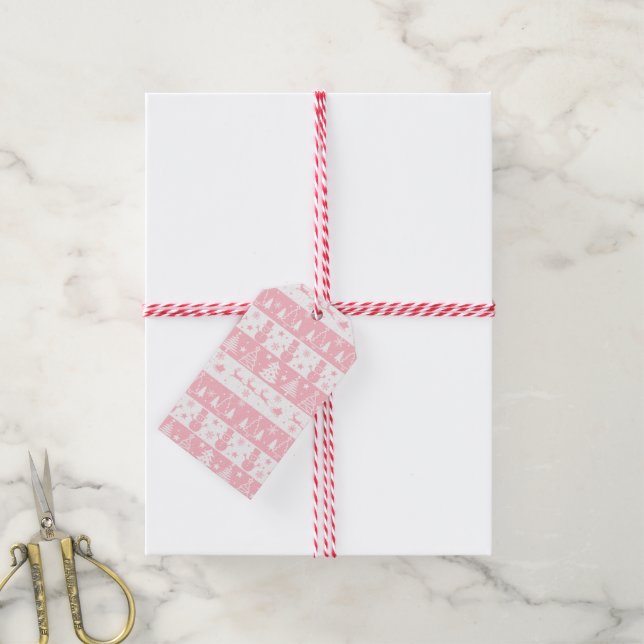 Feierliche Pink Weihnachten Geschenkanhänger (Mit Garn)
