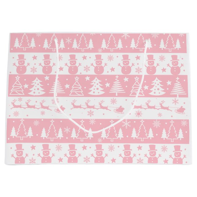 Feierliche Pink Weihnachten Große Geschenktüte (Vorderseite)
