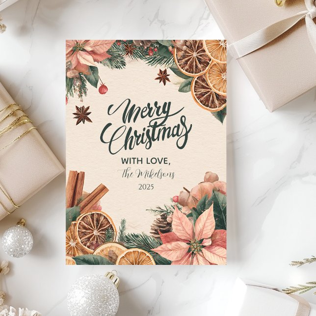 Feierliche Poinsettia Citrus Feiertagskarte (Von Creator hochgeladen)